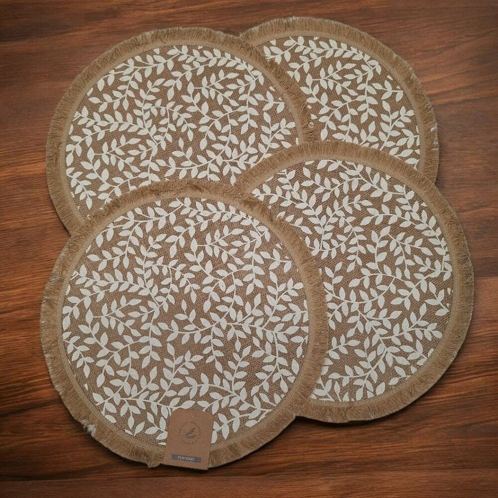 Elegant Leaf Pattern Table Placemats - Set of 4